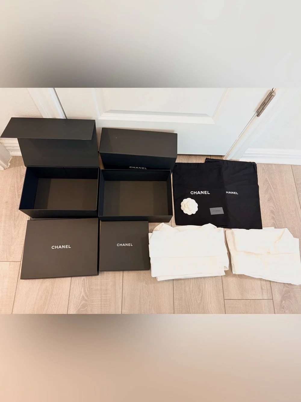 Authentic CHANEL 6 PIECES Bundle 4 Boxes + 2 Small Dust Bags & Accessories